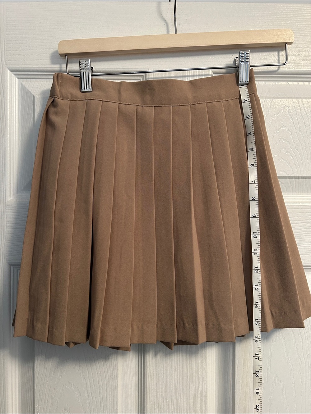 OAK + FORT Pleated Mini Skirt in Camel Brown